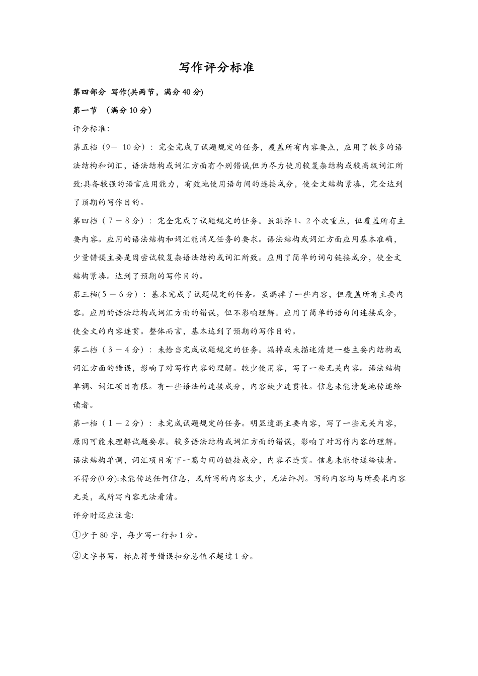 高三日语-2026届第一次测评-日语卷写作评分标准参考.pdf_第1页
