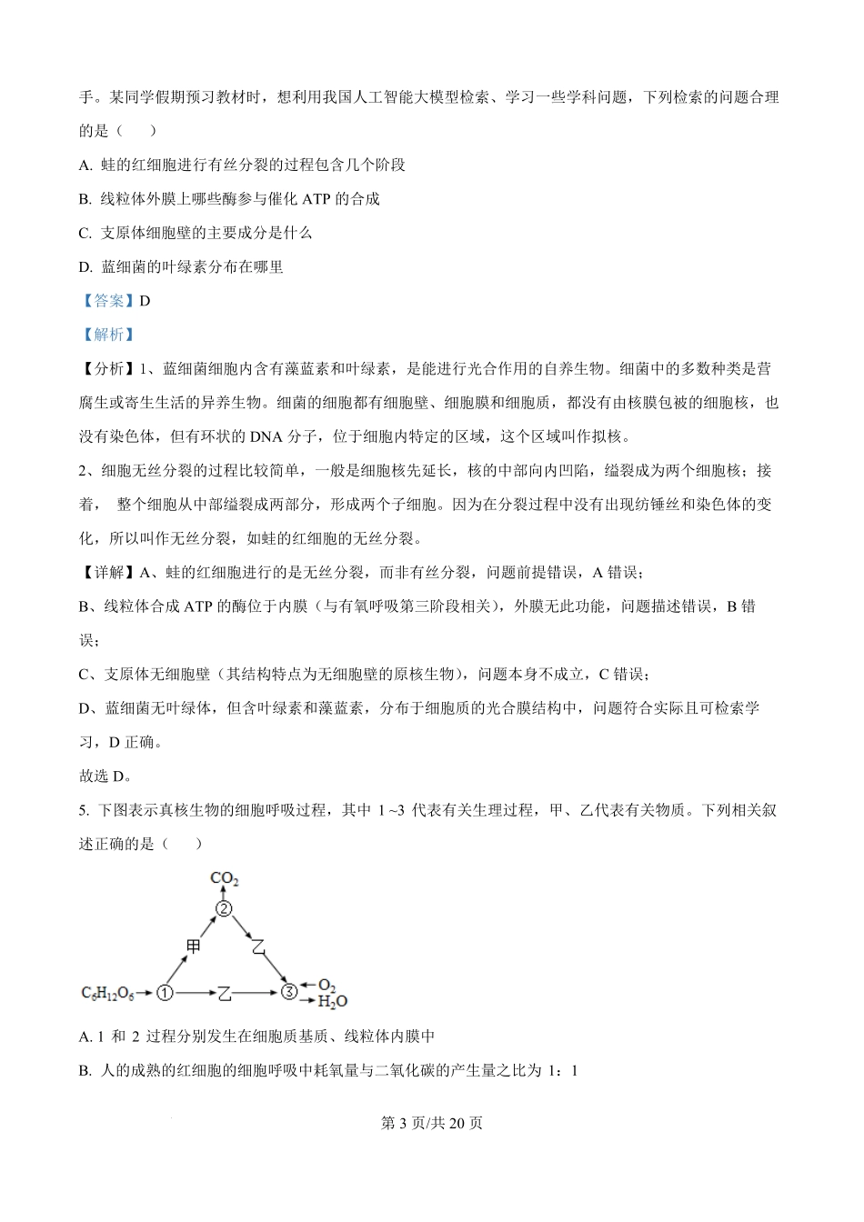 广东省汕头市潮阳区汕头市潮阳实验学校2025-2026学年高二上学期9月月考生物试题（解析版）.pdf_第3页