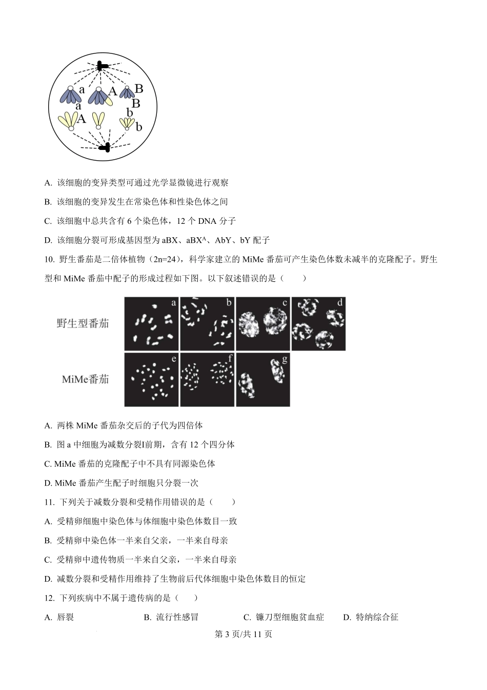贵州省黔东南州惠水民族中学2025-2026学年高二上学期开学检测生物试卷（原卷版）.pdf_第3页