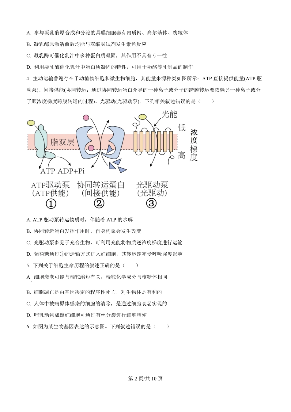 河南省青桐鸣2025-2026学年高二上学期9月大联考生物试题（原卷版）.pdf_第2页
