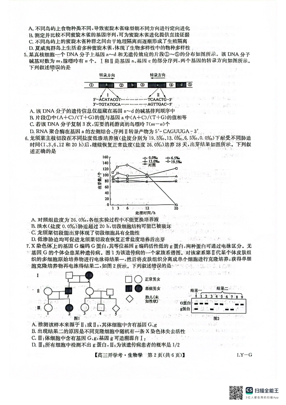 九师联盟2026届高三上学期9月开学联考生物.pdf_第2页