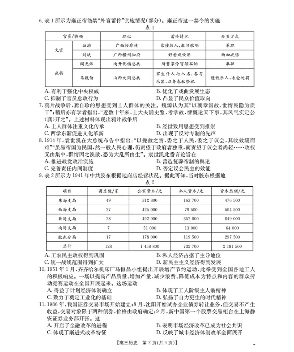 历史试卷（26-07C）【贵州卷】贵州省金太阳2026届高三8月开学联考（26-07C）（8.27-8.28）.pdf_第2页