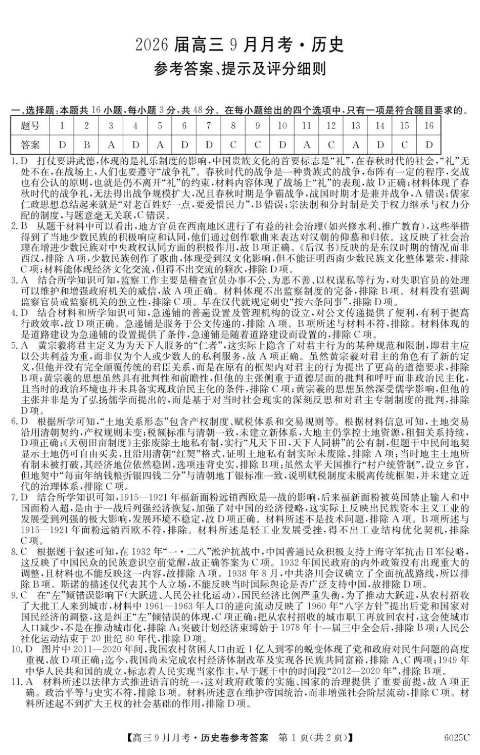 历史试卷答案【广东卷卷】广东省纵千文化2025-2026学年高三上学期9月月考（6025C）（9.12-9.13）.pdf_第1页