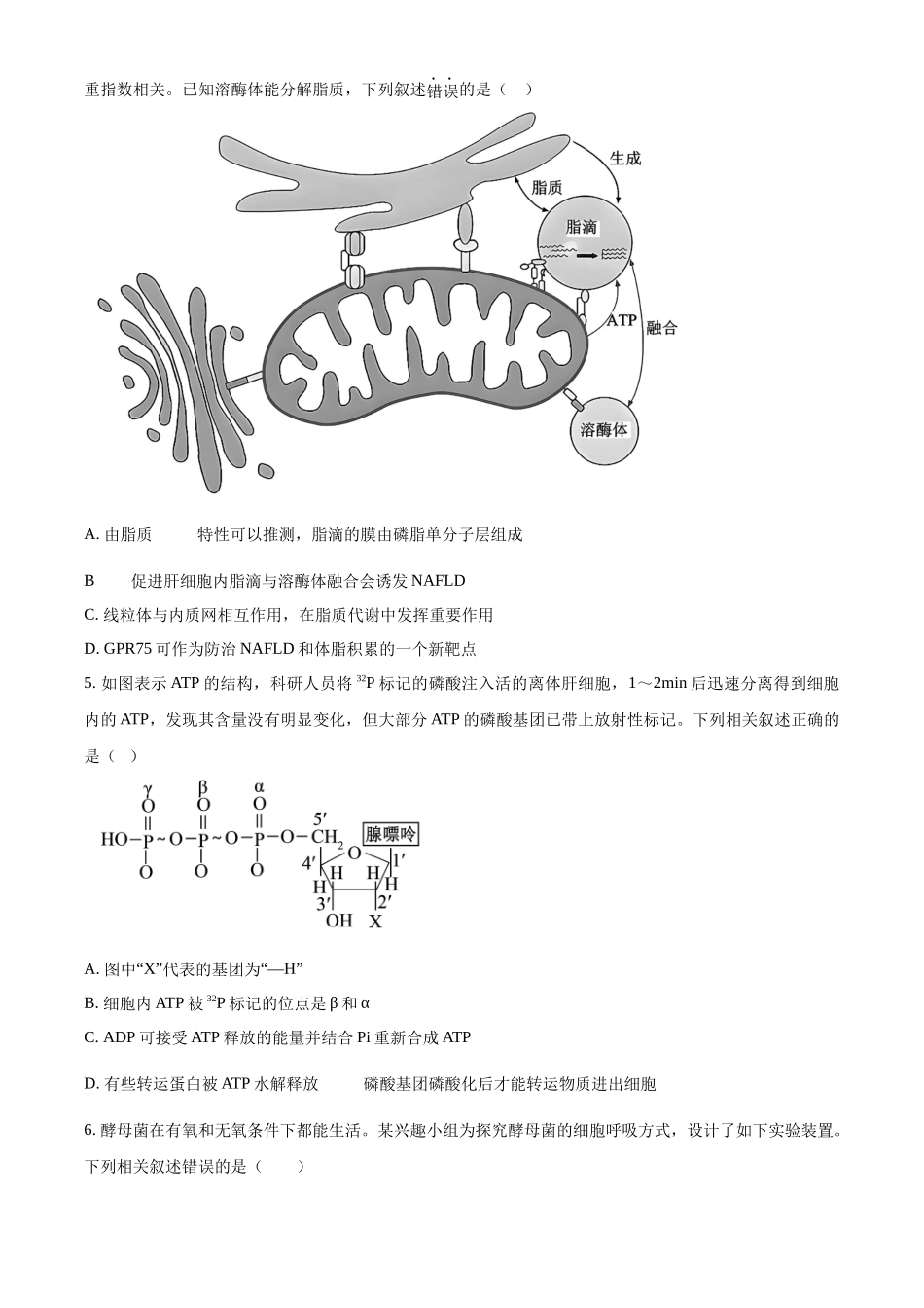 龙西北高中名校联盟2025~2026学年度上学期九校学期初联考（26-L-013C）生物+答案.docx_第2页