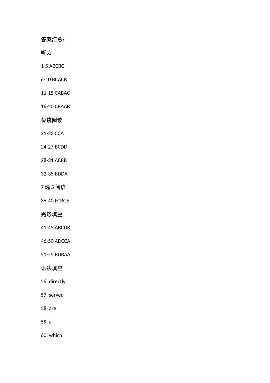南京市2026届高三年级学情调研英语答案.docx_第1页