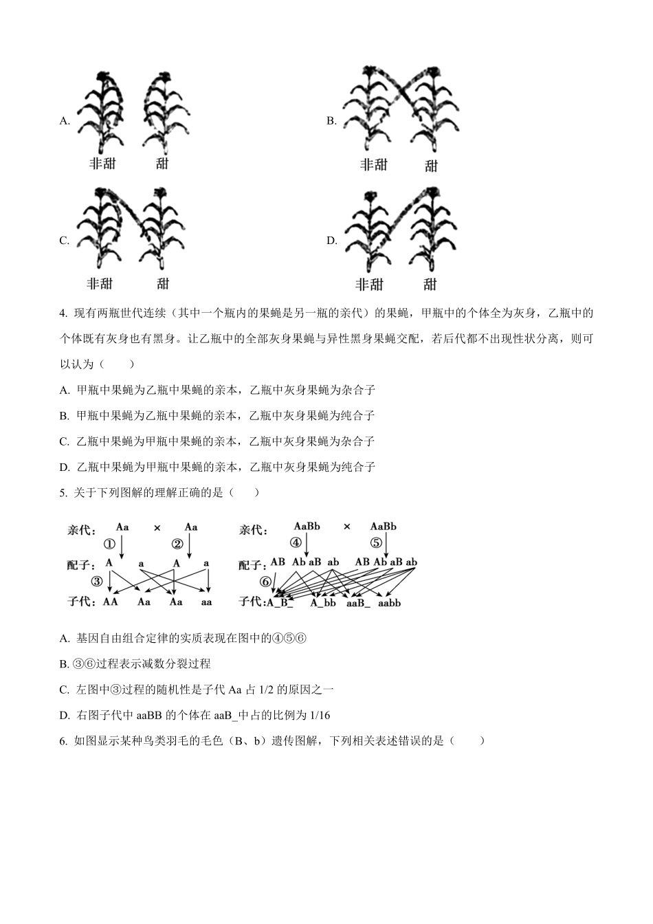 山西省太原市第五中学2025-2026学年高二上学期开学考试生物试题（含答案）.pdf_第2页
