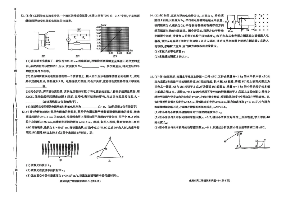 陕西省咸阳市2024-2025学年高二下学期期末考试物理含答案.pdf_第3页