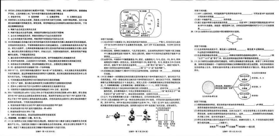 生物试卷【云南卷】云南省昆明市第一中学2026届高三年级第二次联考(9.25-9.26).pdf_第2页
