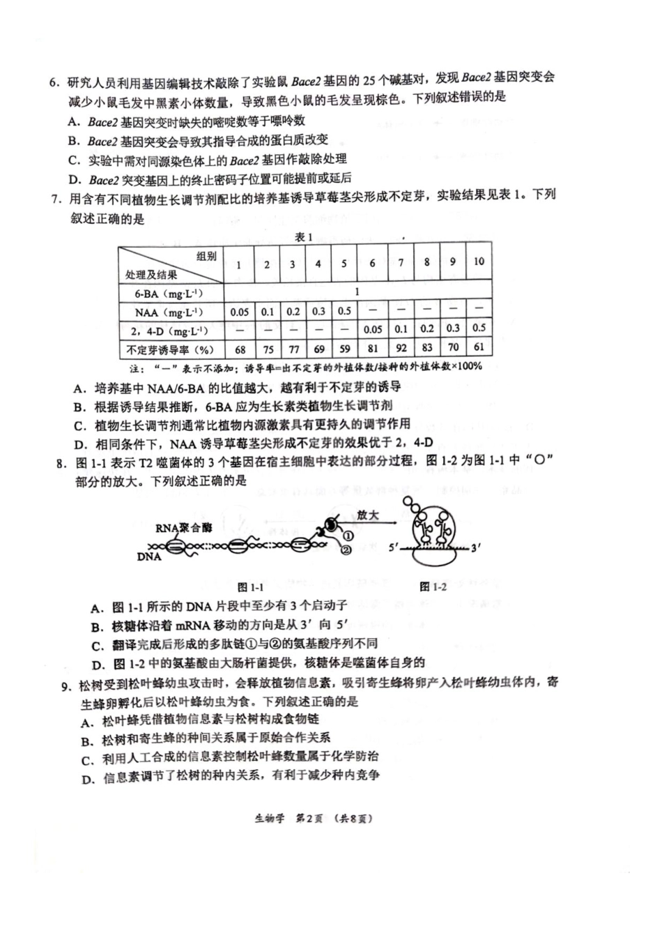 生物试卷+参考答案【广西卷】【柳州零模】广西壮族自治区柳州市2026届新高三摸底考试考试（6.23-6.25）.pdf_第2页