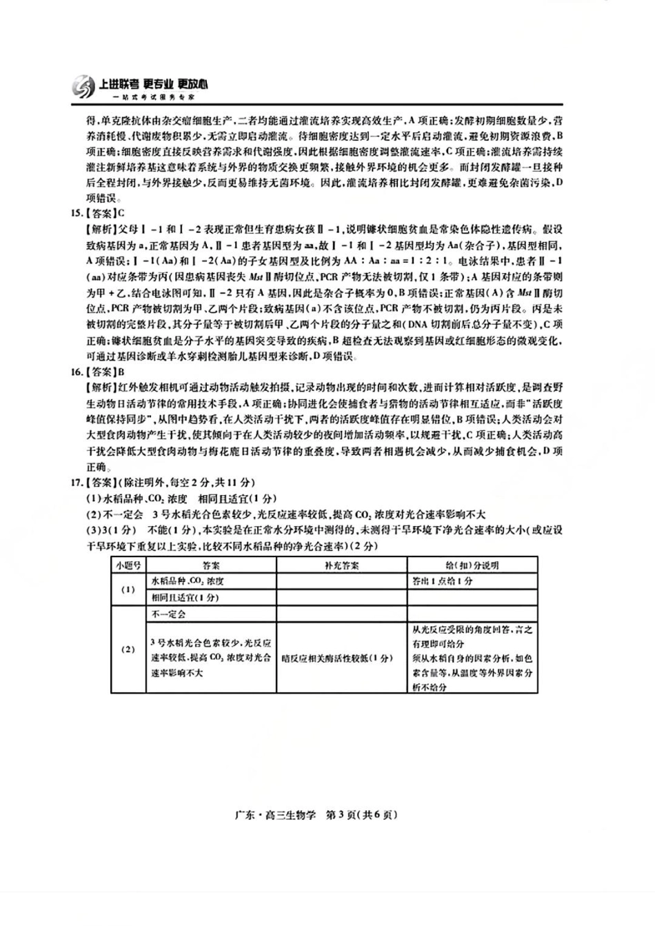 生物试卷答案【广东卷】广东省上进联考2025-2026学年新高三秋季入学摸底考试(8.27-8.28).pdf_第3页