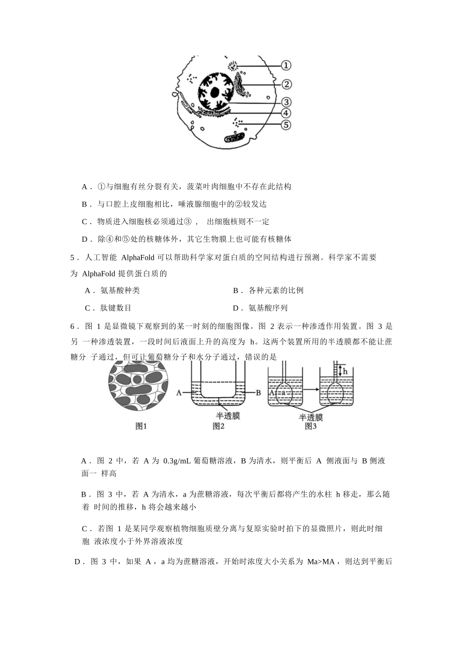 生物试题卷【湖北卷】湖北省荆州中学2025-2026学年高三上学期8月月考考试（8.15左右）.docx_第2页