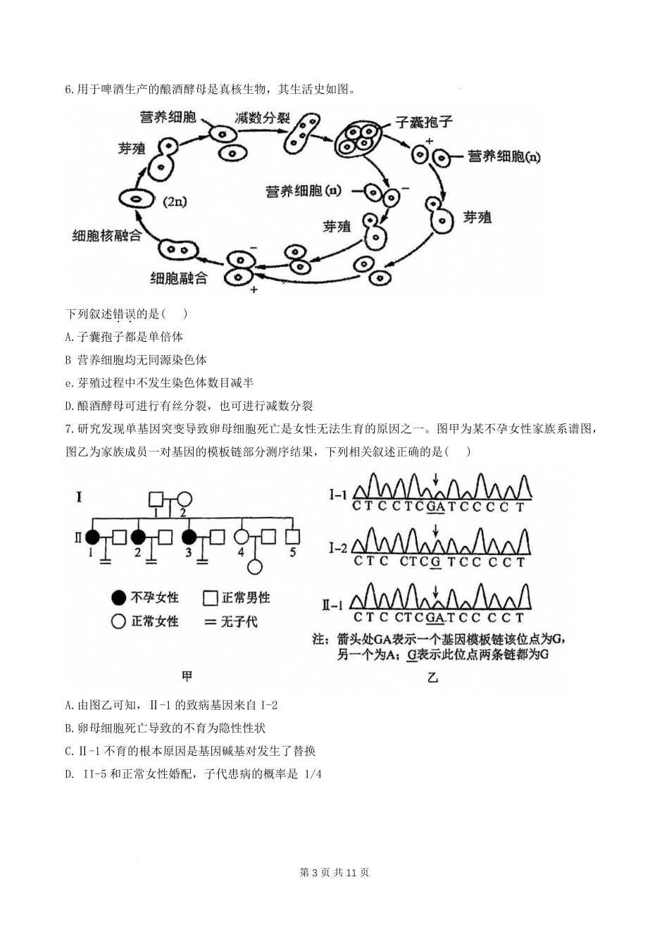 生物试题卷【中国第三高中】【北京卷】北京市中国人民大学附属中学2026届高三暑假自主复习检测练习试(8月初).pdf_第3页