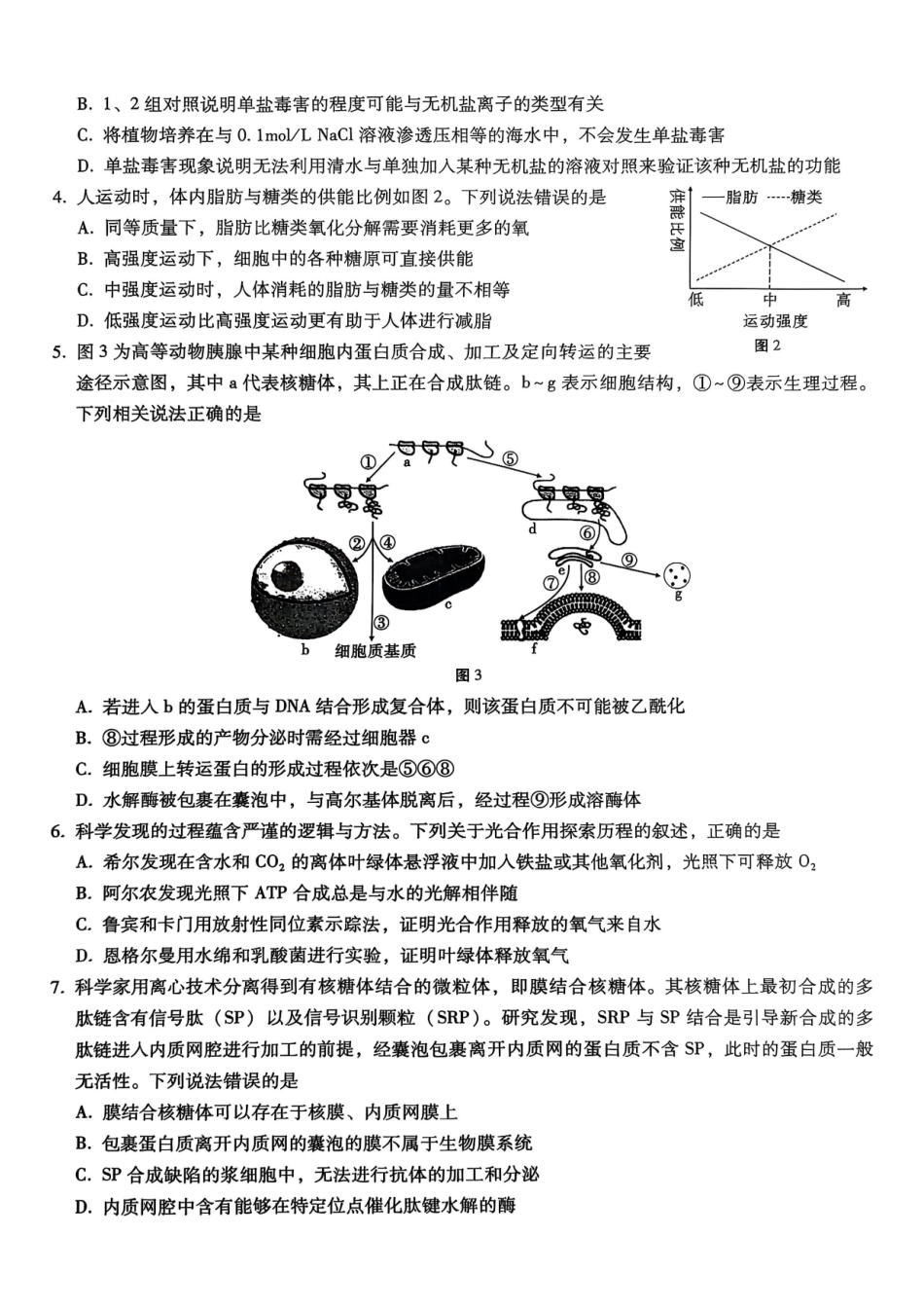 重庆市巴蜀中学2026届高三8月高考适应性月考（一）生物.pdf_第2页