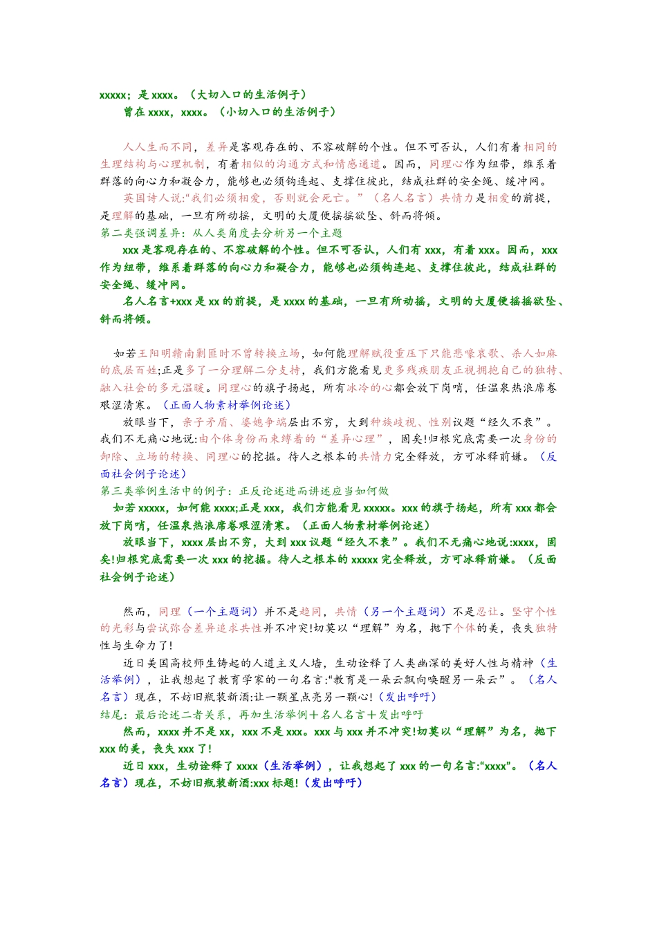 5、第十二篇万能模板：思辨模板(没积累啥素材的一定要看).docx_第2页