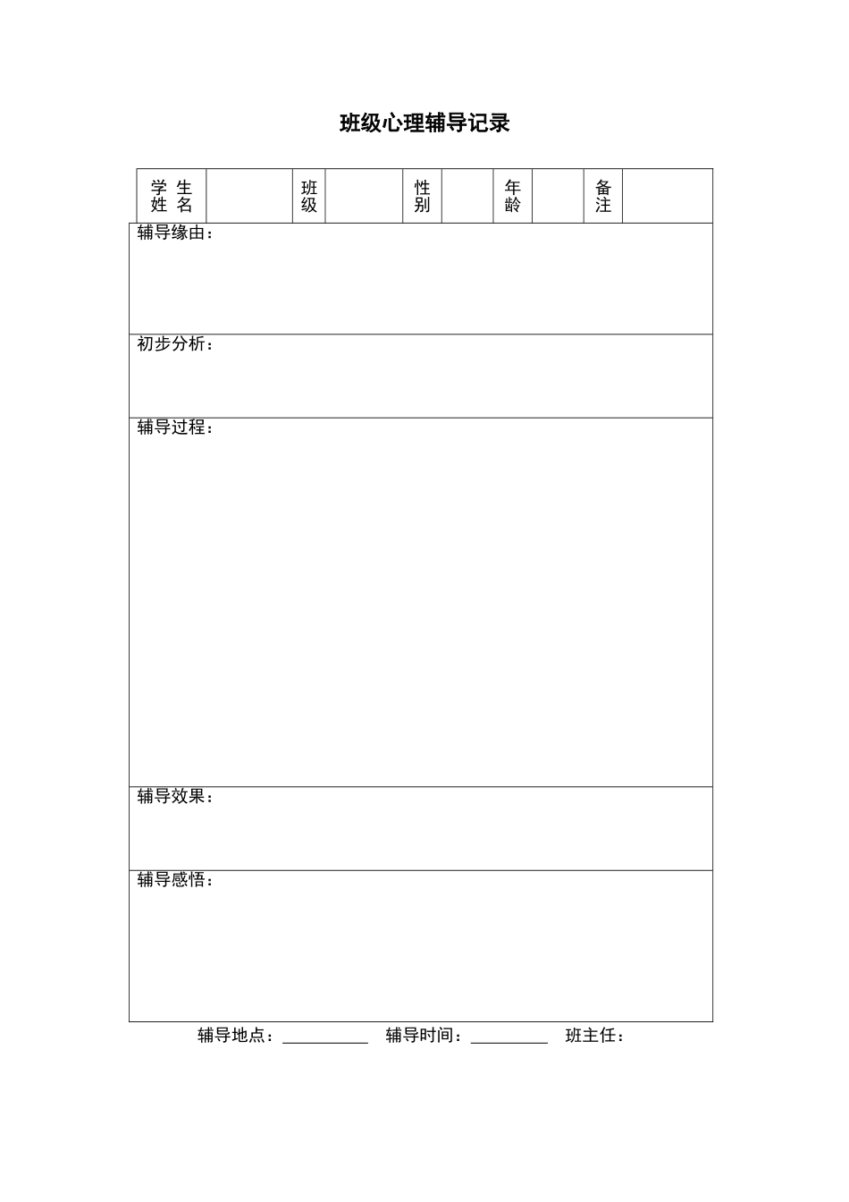9.班级心理辅导记录表.doc_第1页