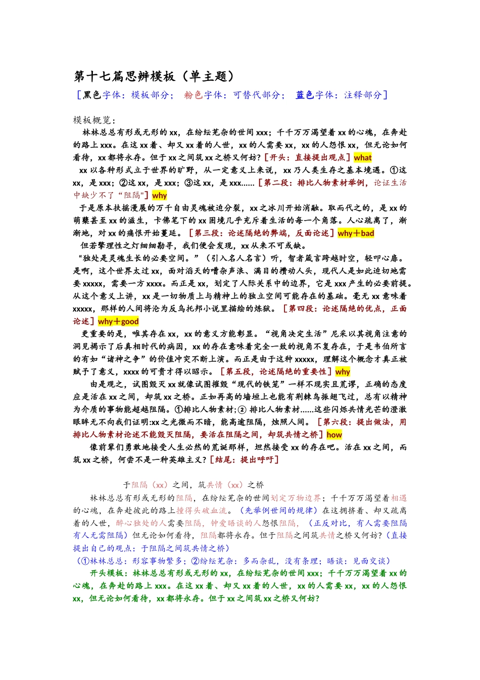 11、第十七篇万能模板：思辨模板（单主题）.docx_第1页