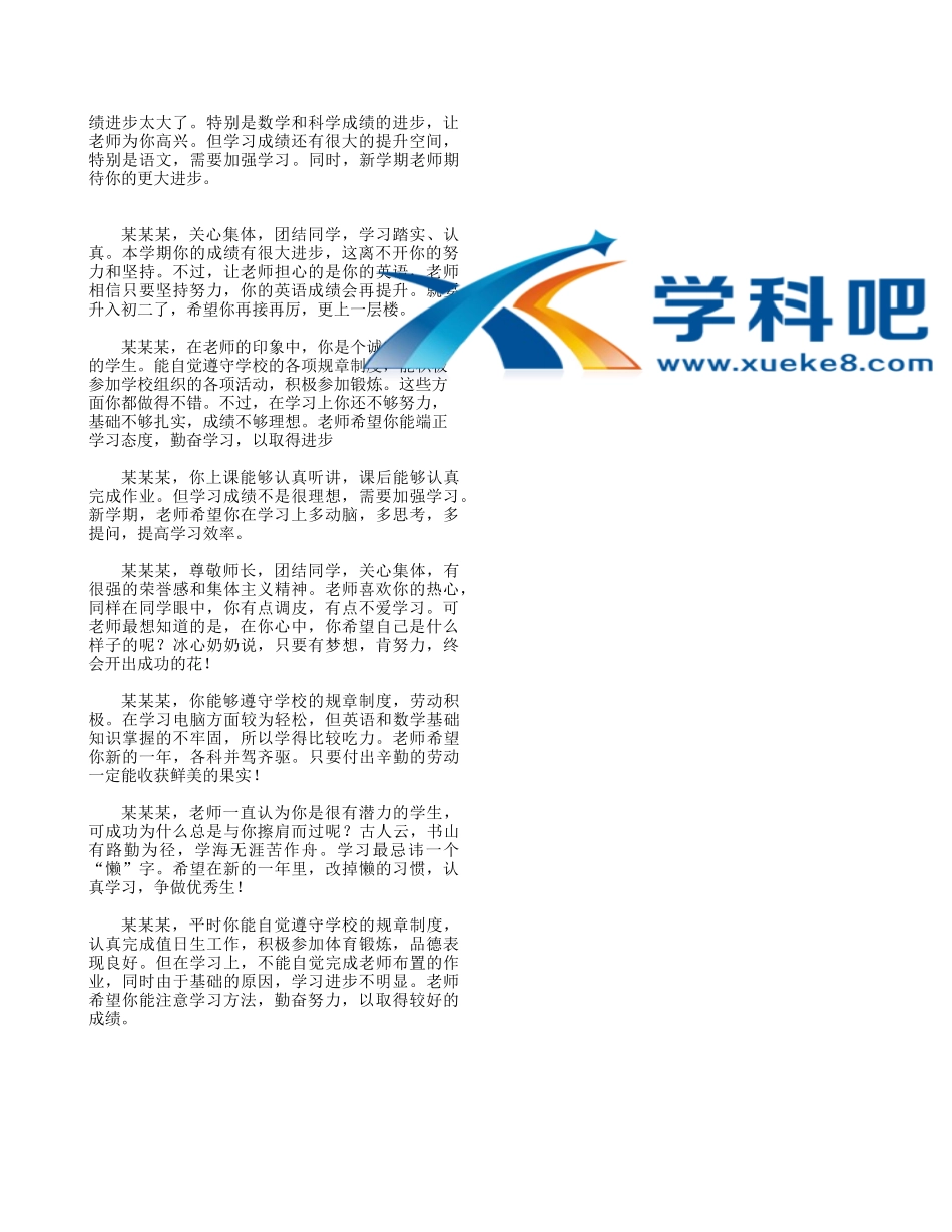 初中八年级学生评语.doc_第3页