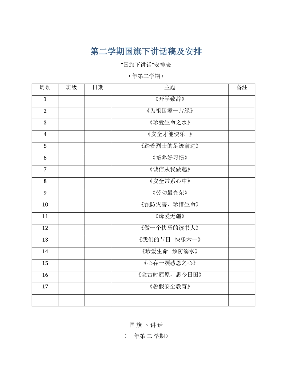 第二学期国旗下讲话稿.docx_第1页