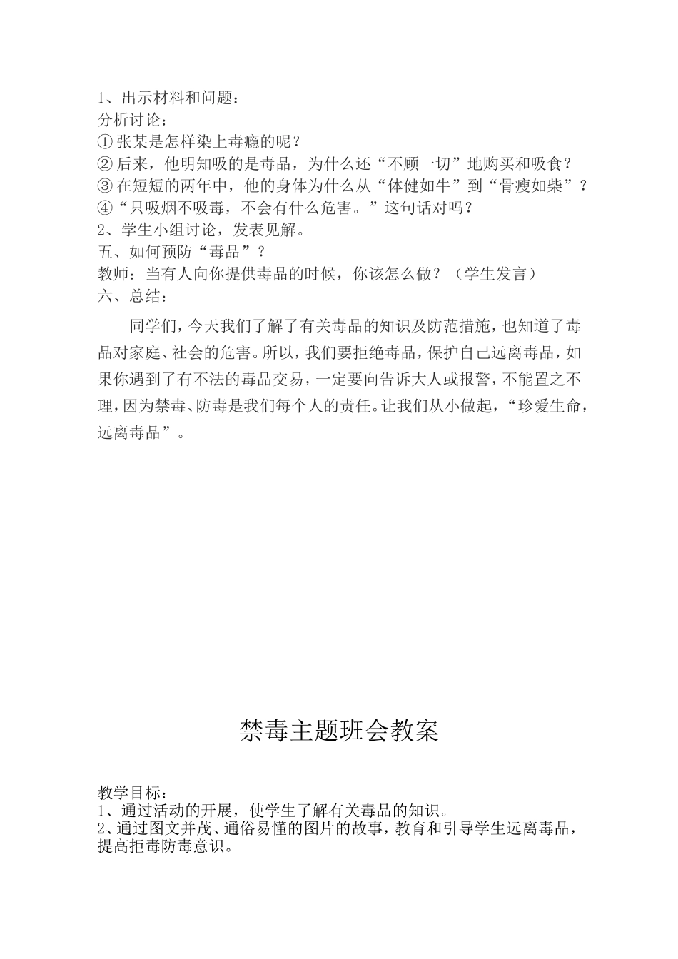 禁毒主题教育课主题班会教案-.doc_第2页