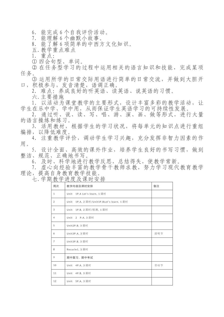 人教版PEP小学五年级下英语教学计划.doc_第2页