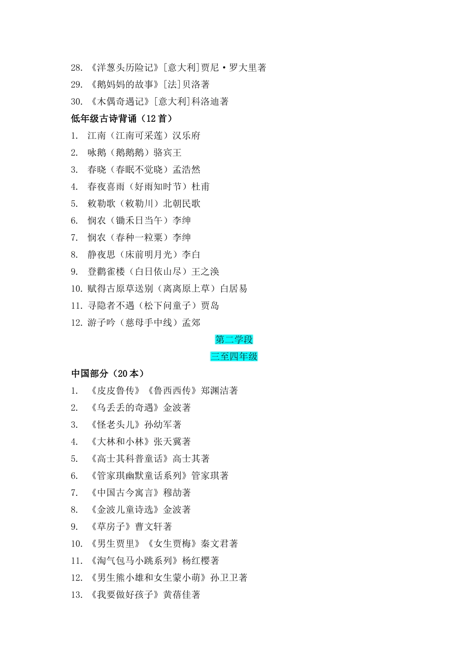 小学阶段课外阅读推荐书目及古诗背诵篇目，老师家长忙着收藏！.doc_第2页
