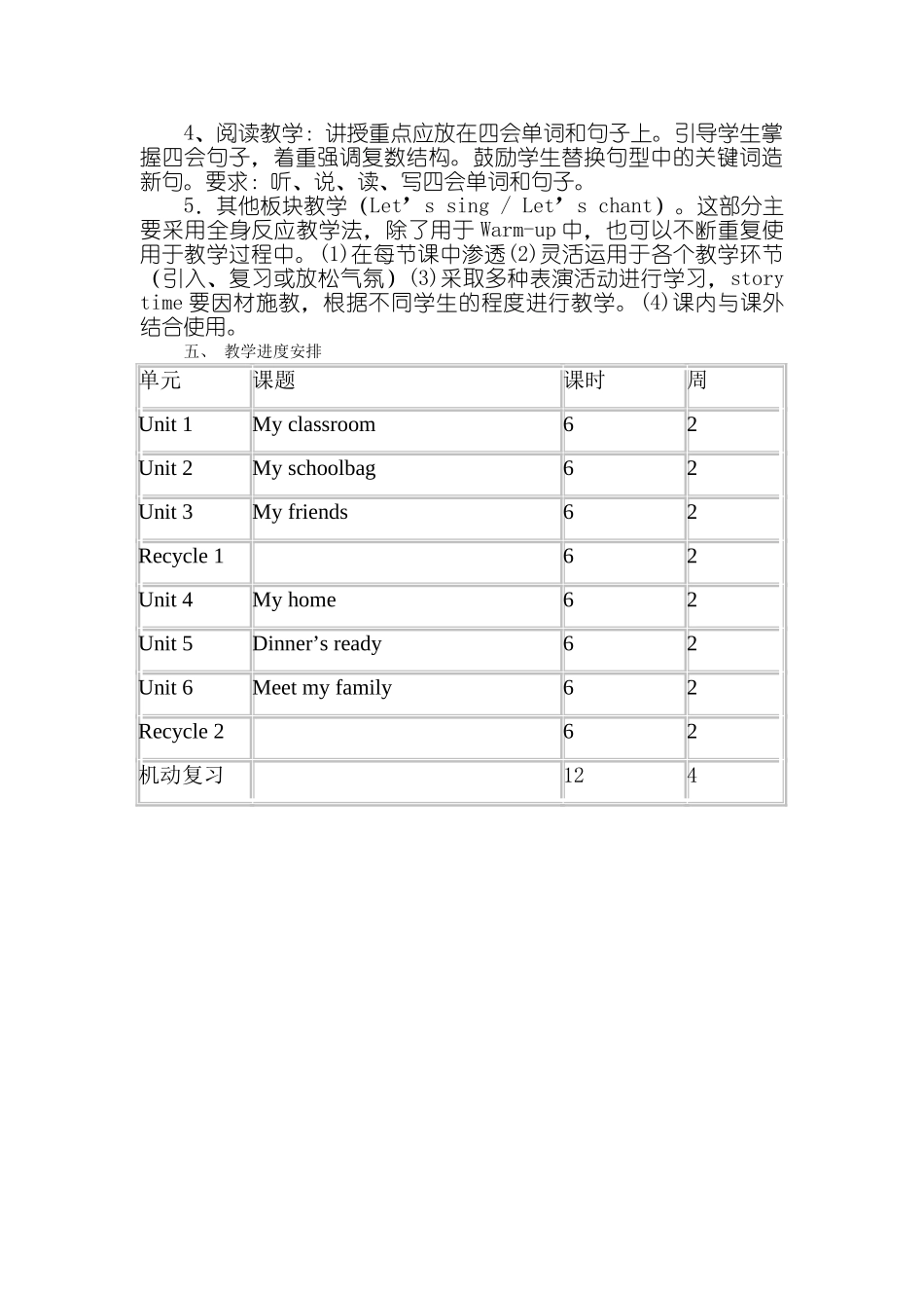新版PEP小学英语四年级上册教学计划.doc_第2页