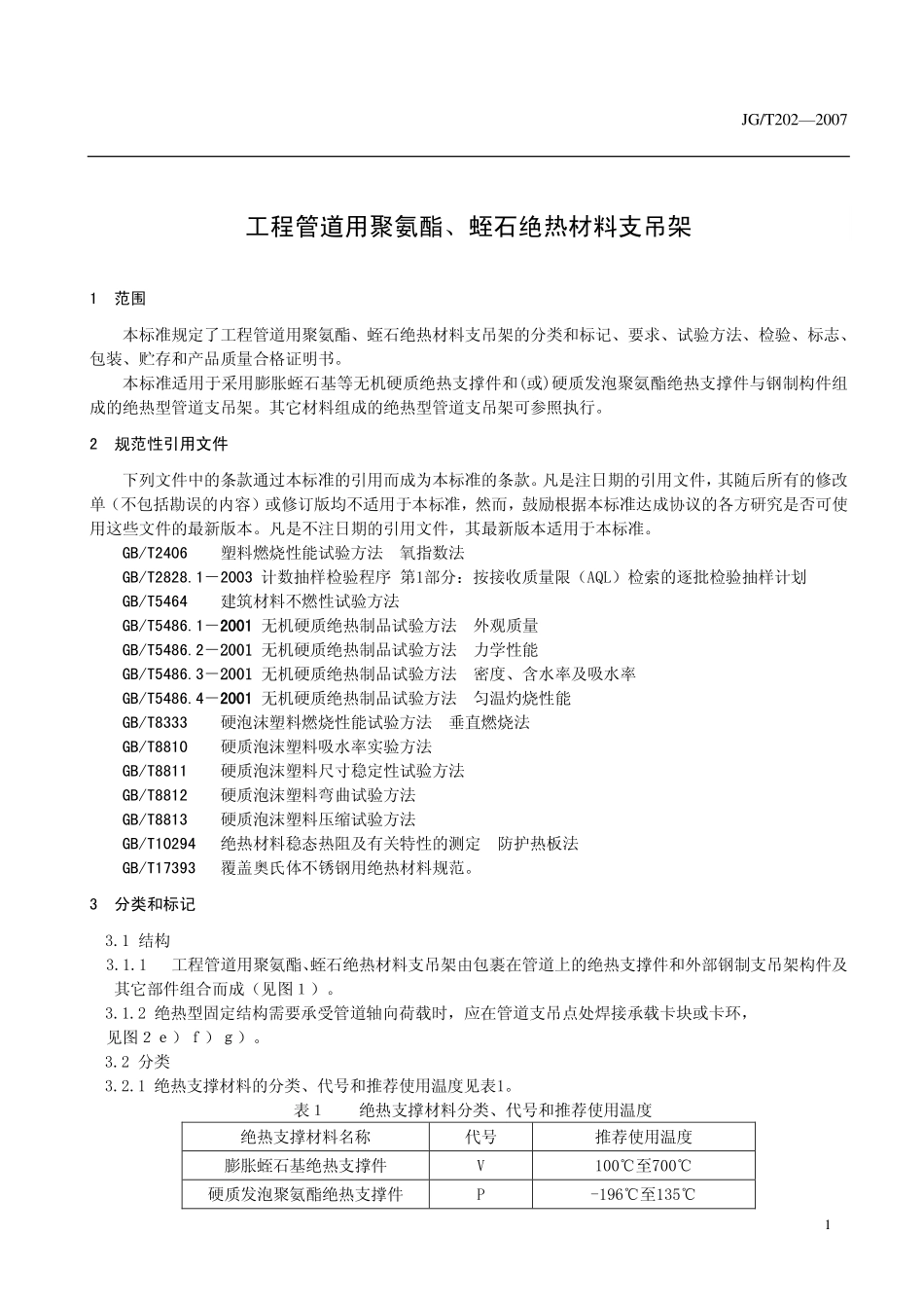 JGT 202-2007工程管道用聚氨酯、蛭石绝热材料支吊架.pdf_第3页