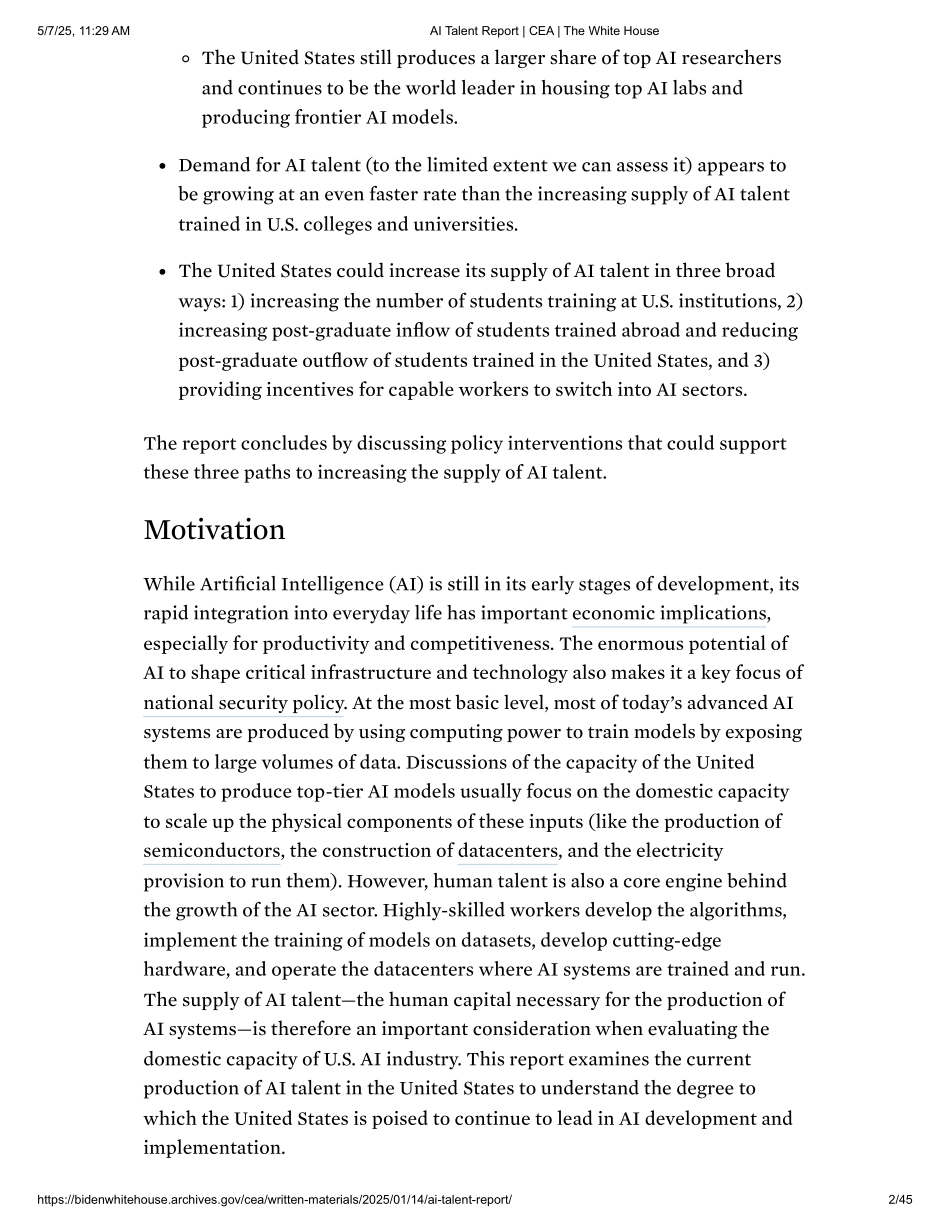2025年人工智能人才报告（英文版）-白宫经济顾问委员会（CEA）.pdf_第2页