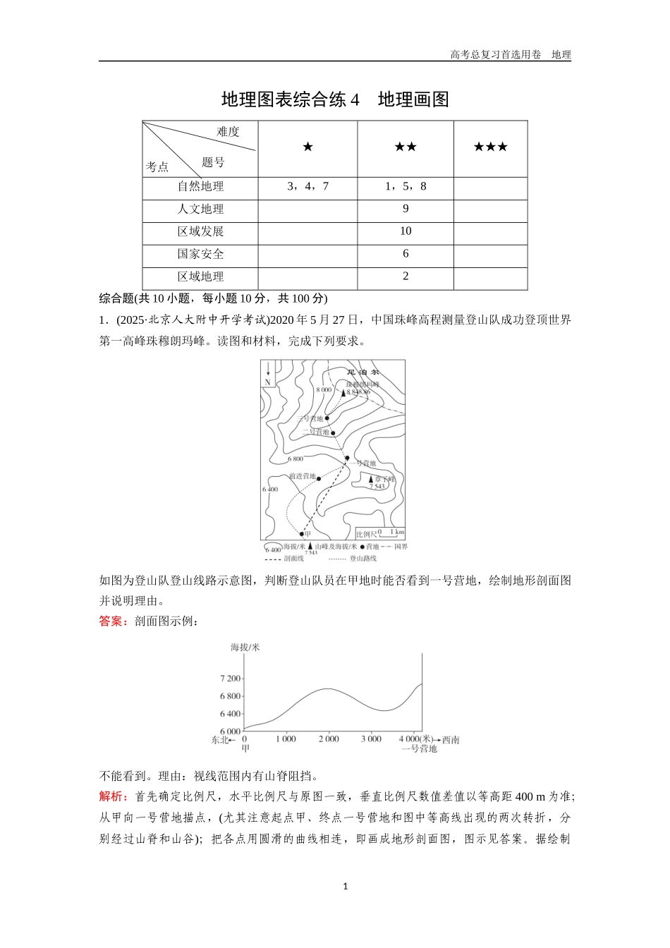 2026版《金版教程》高考一轮复习地理地理图表综合练4  地理画图.docx_第1页