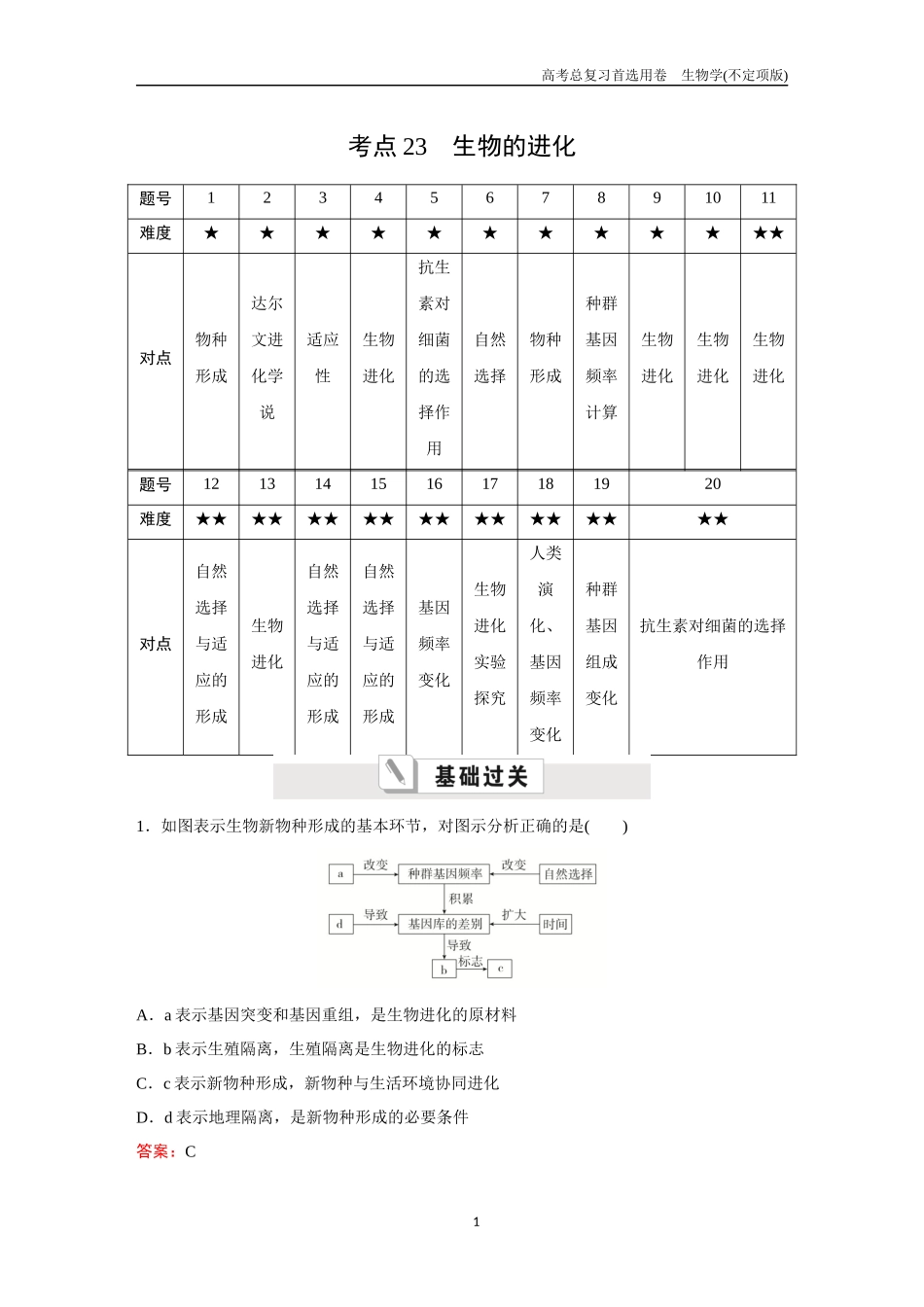 2026版《金版教程》高考总复习生物不定项版终新第六单元  考点23  生物的进化.docx_第1页