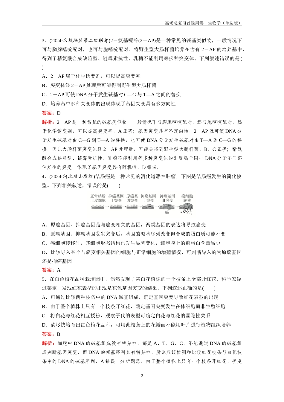 2026版《金版教程》高考总复习生物单选版终第六单元  考点21  基因突变和基因重组.docx_第2页