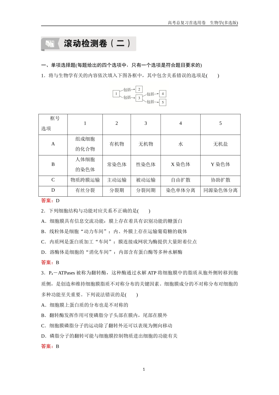 2026版《金版教程》高考总复习生物多选版终滚动检测卷（二）.docx_第1页