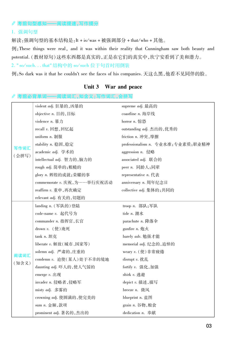 考前重点速记-英语选择性必修第三册WY-金考卷单元双测卷-178221.pdf_第3页