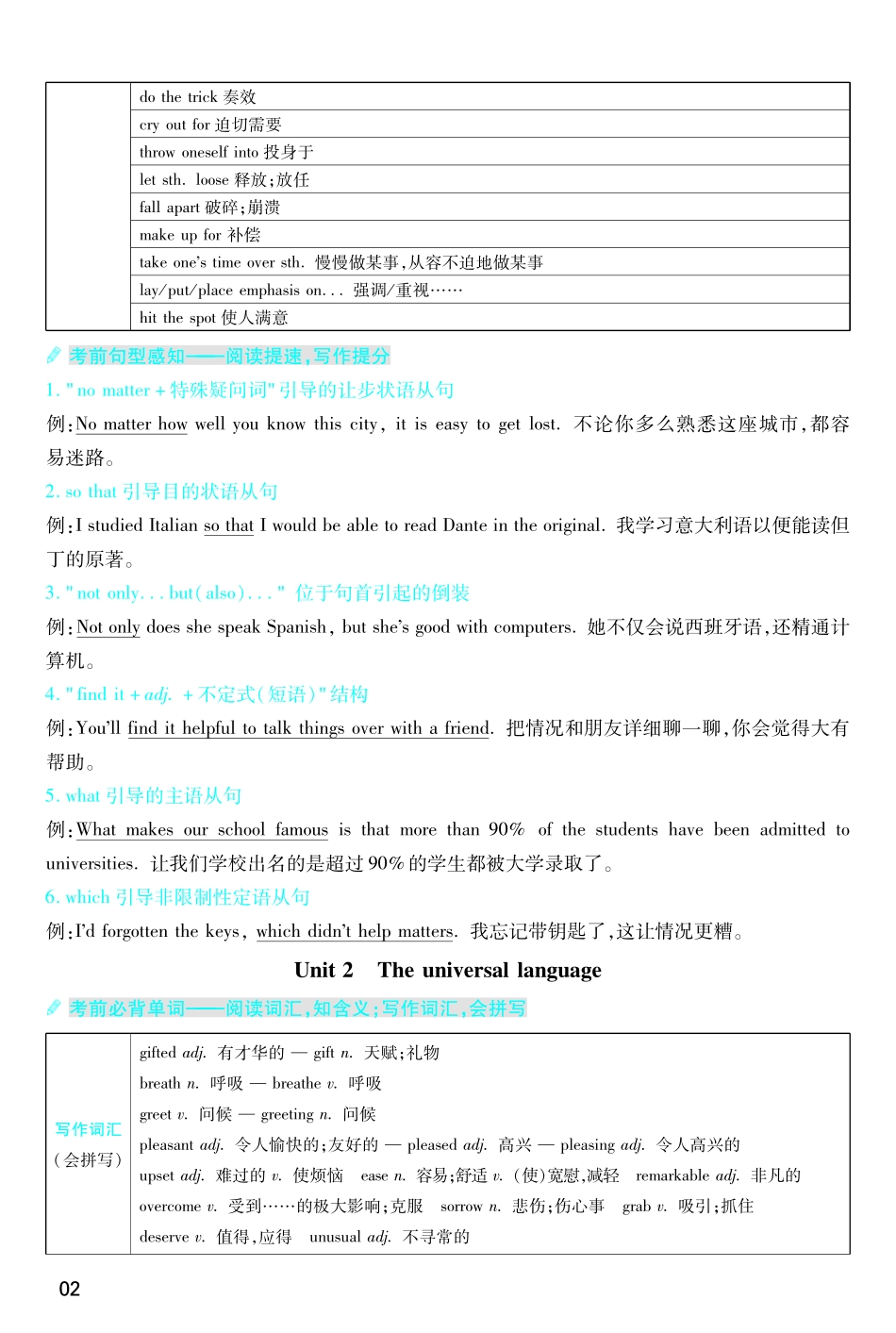 考前重点速记英语选择性必修第一册YL金考卷单元双测卷-146011.pdf_第2页