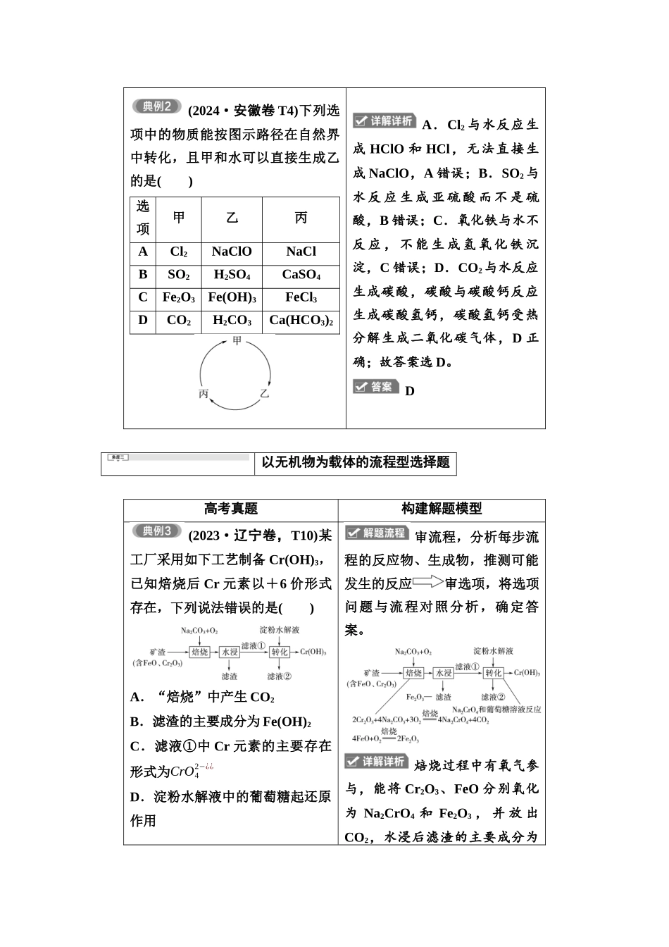 2026版《课堂新坐标》高三化学一轮复习不定项版1母题必读命题区间四常见无机物的性质和用途.docx_第3页