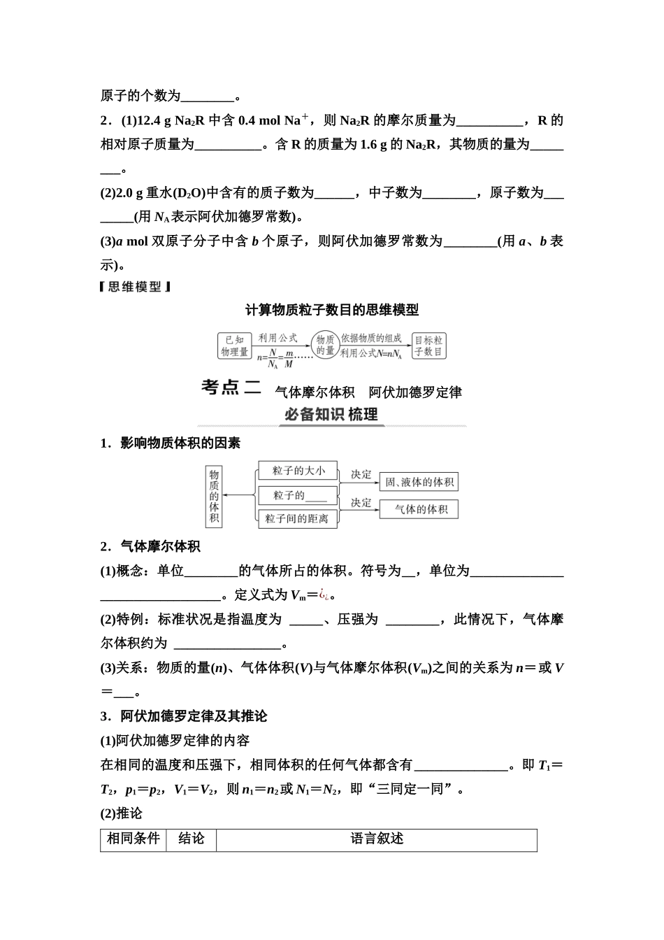 2026版《课堂新坐标》高三化学一轮复习不定项版08第一篇第一部分第二章第6讲物质的量气体摩尔体积(基础课)(1).docx_第2页
