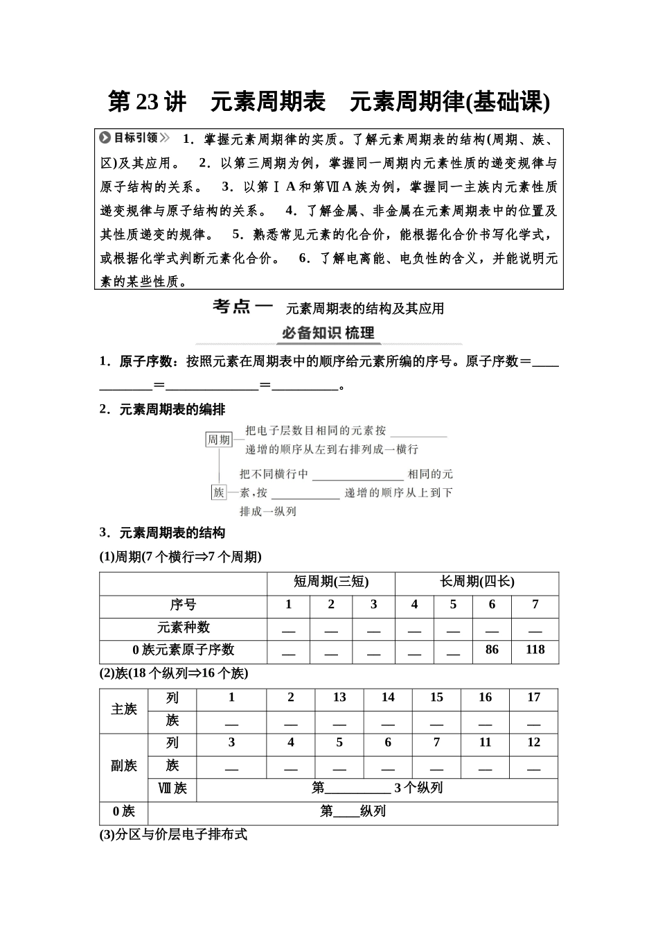 2026版《课堂新坐标》高三化学一轮复习不定项版32第一篇第三部分第五章第23讲元素周期表元素周期律(基础课).docx_第1页