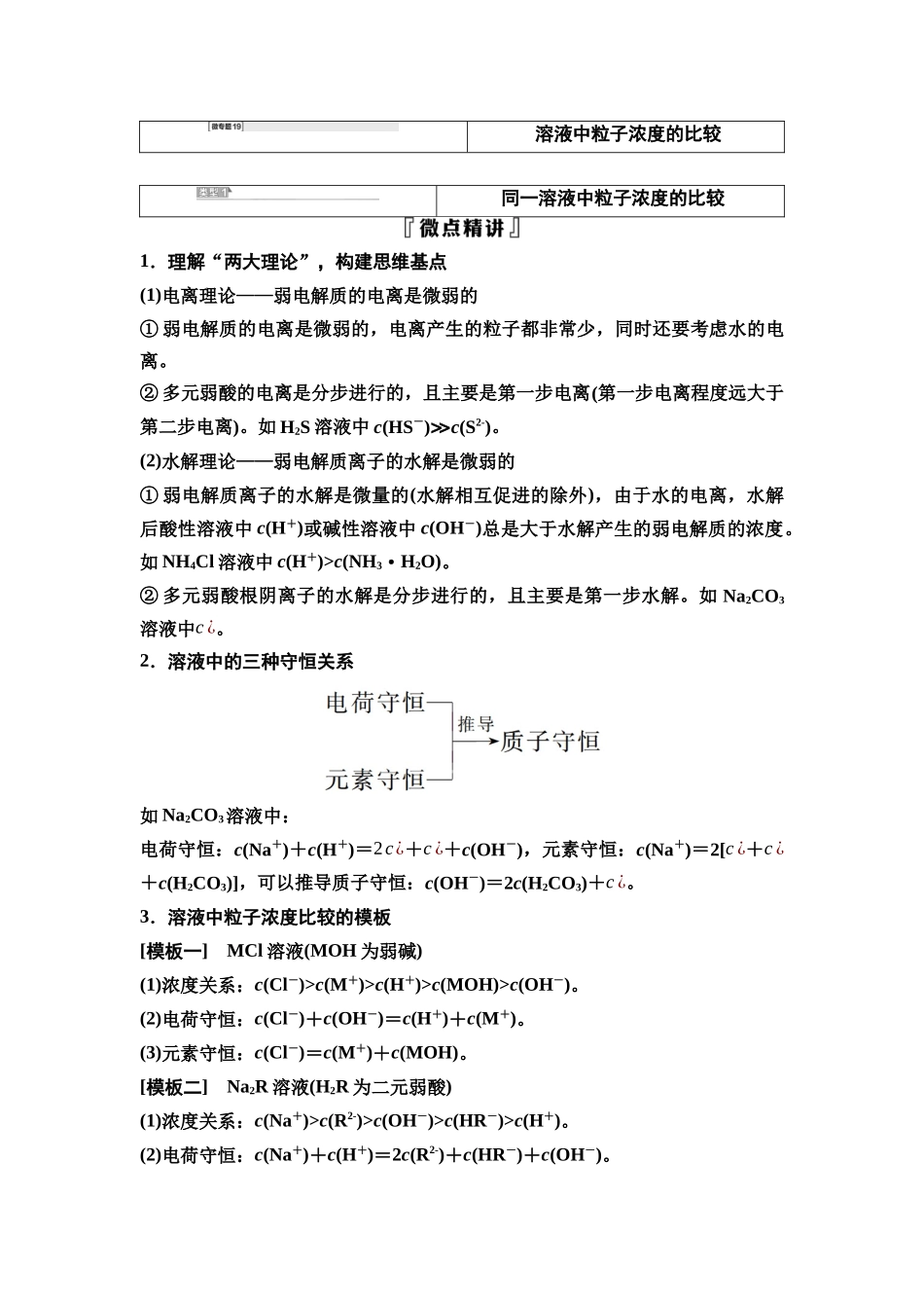 2026版《课堂新坐标》高三化学一轮复习不定项版59第一篇第四部分第八章微专题19溶液中粒子浓度的比较.docx_第1页