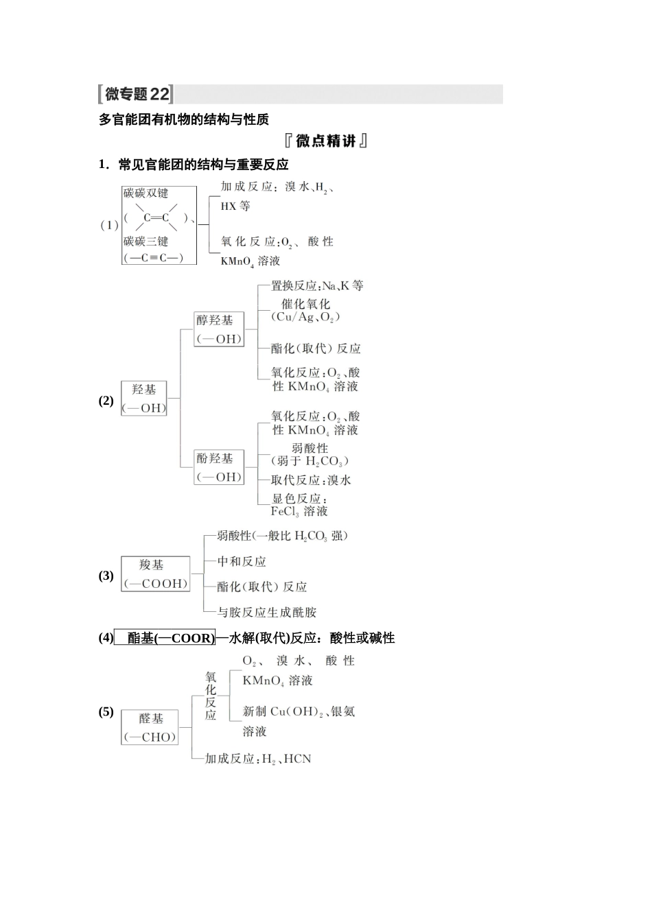 2026版《课堂新坐标》高三化学一轮复习不定项版69第一篇第五部分第九章微专题22多官能团有机物的结构与性质(1).docx_第1页