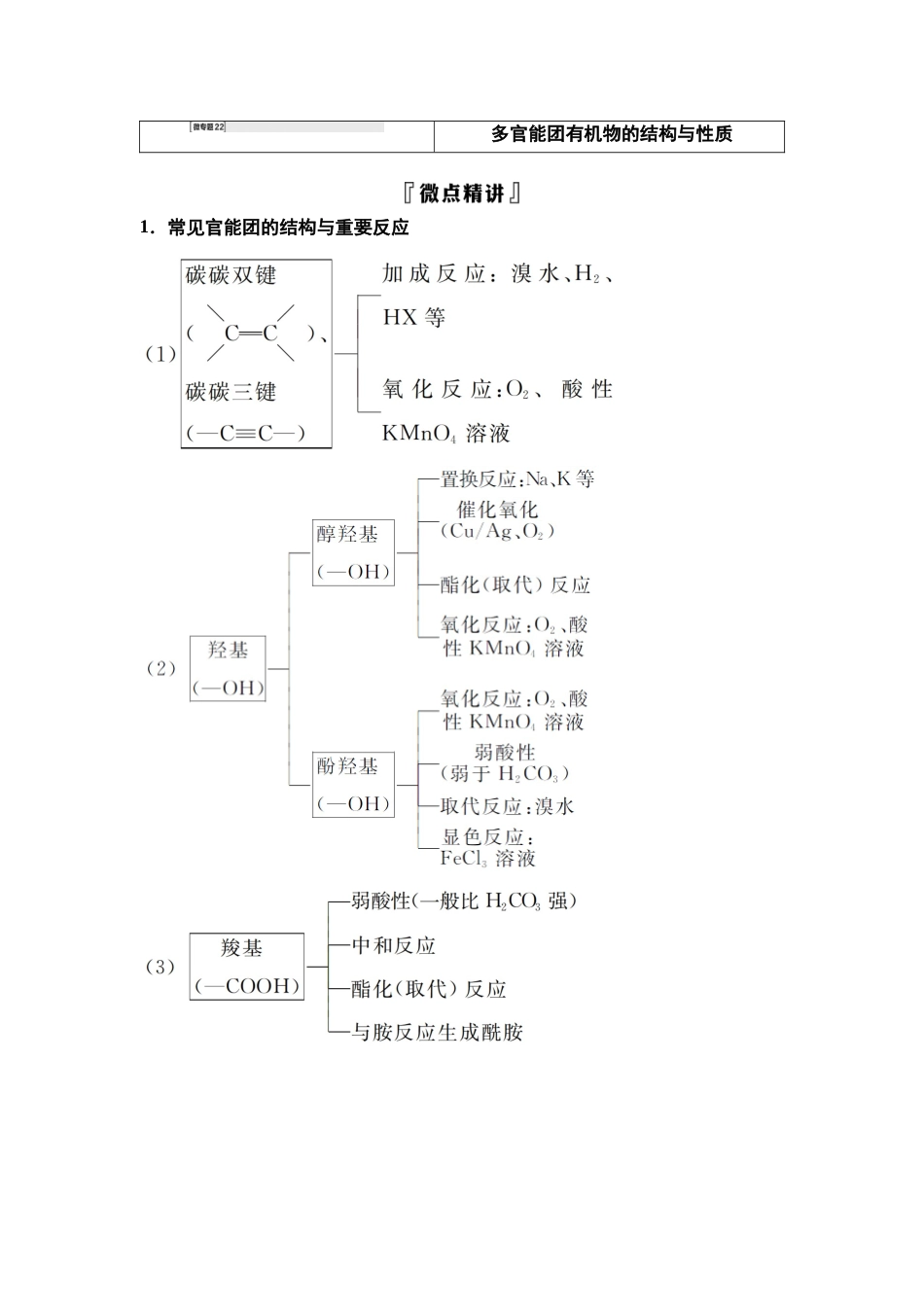 2026版《课堂新坐标》高三化学一轮复习不定项版69第一篇第五部分第九章微专题22多官能团有机物的结构与性质.docx_第1页