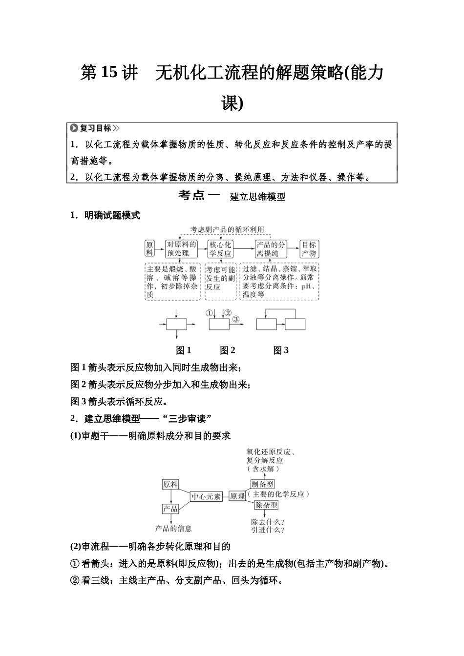 2026版《课堂新坐标》高三化学一轮复习江苏专版20第一篇第二部分专题3第15讲无机化工流程的解题策略(能力课).docx_第1页