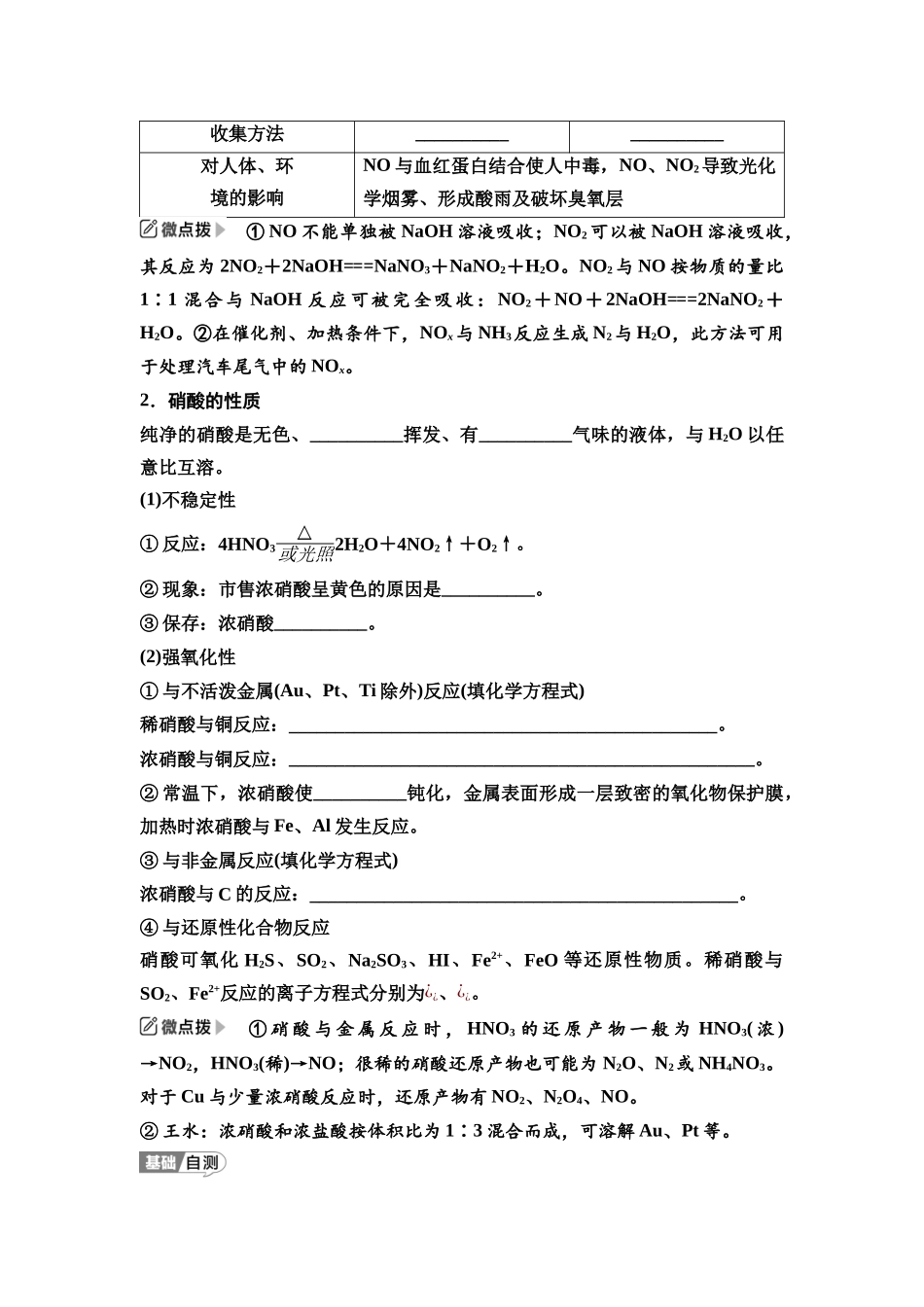 2026版《课堂新坐标》高三化学一轮复习江苏专版27第一篇第二部分专题4第19讲氮与社会可持续发展(基础课)(1).docx_第2页