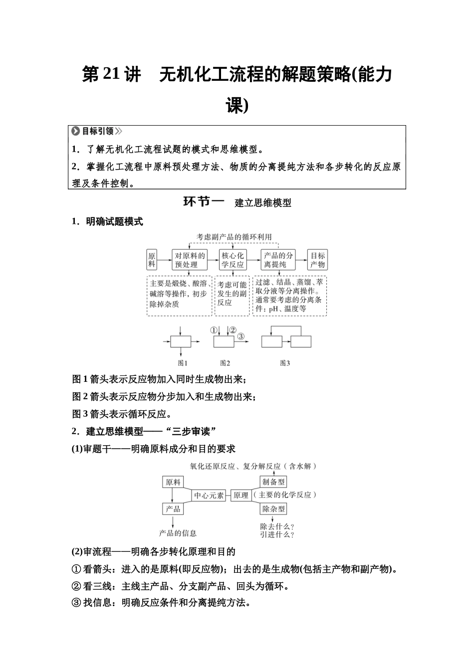 2026版《课堂新坐标》高三化学一轮复习通用版30第一篇第二部分第四章第21讲无机化工流程的解题策略(能力课).docx_第1页