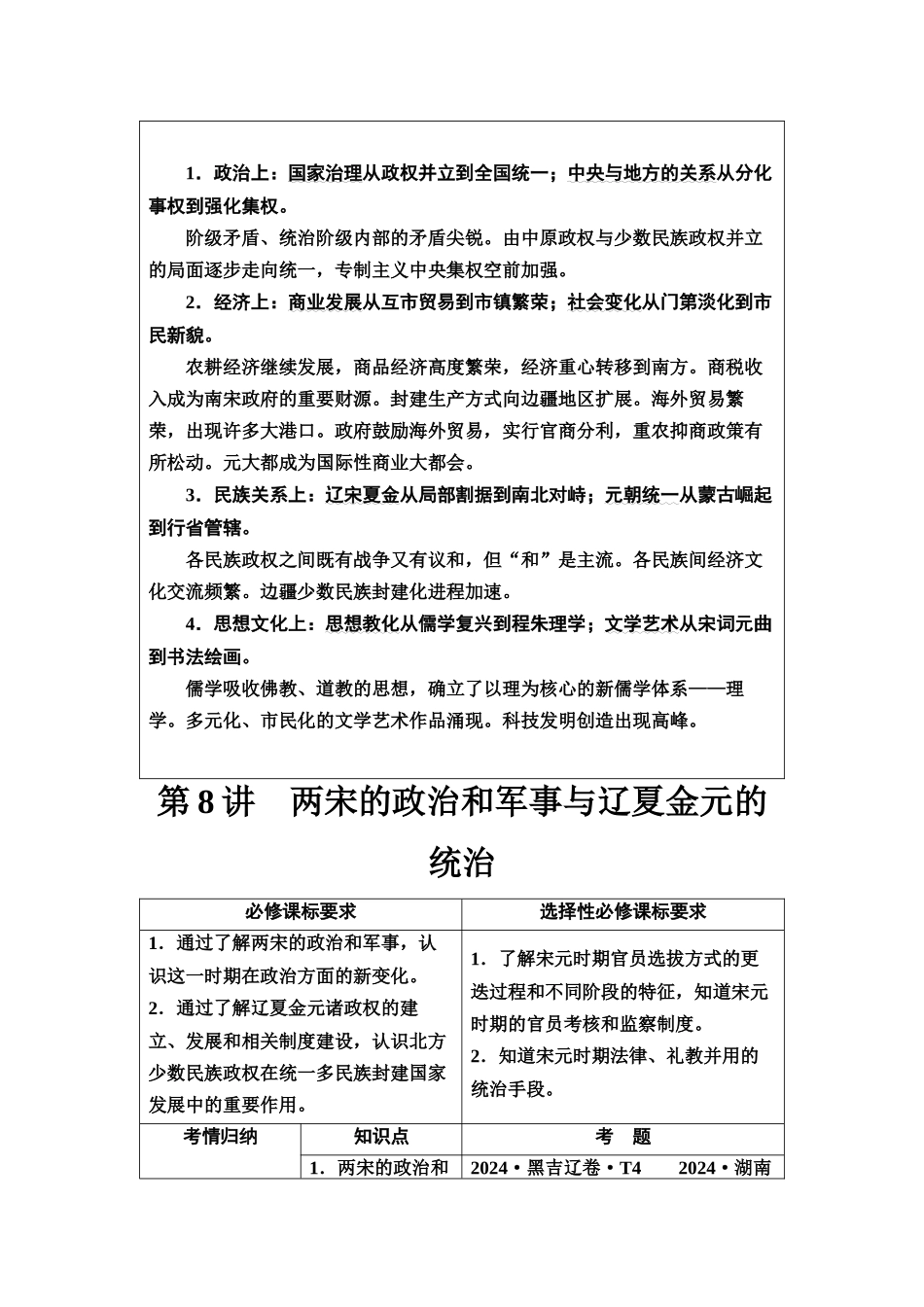 2026版《课堂新坐标》高三历史一轮复习江苏专版10第一编第三单元第8讲两宋的政治和军事与辽夏金元的统治.docx_第2页