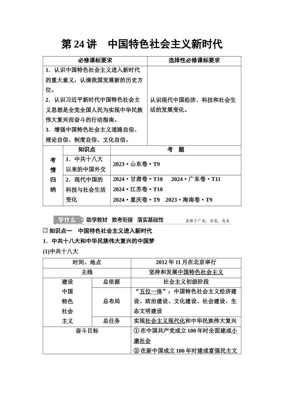 2026版《课堂新坐标》高三历史一轮复习江苏专版31第二编第七单元第24讲中国特色社会主义新时代(1).docx_第1页