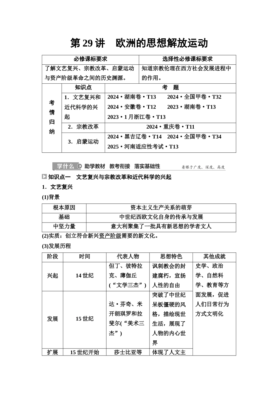 2026版《课堂新坐标》高三历史一轮复习江苏专版39第三编第九单元第29讲欧洲的思想解放运动(1).docx_第1页