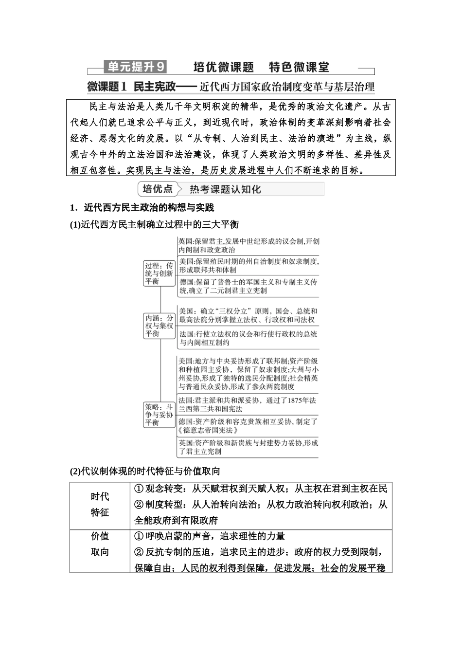 2026版《课堂新坐标》高三历史一轮复习江苏专版41第三编第九单元单元提升9培优微课题特色微课堂.docx_第1页