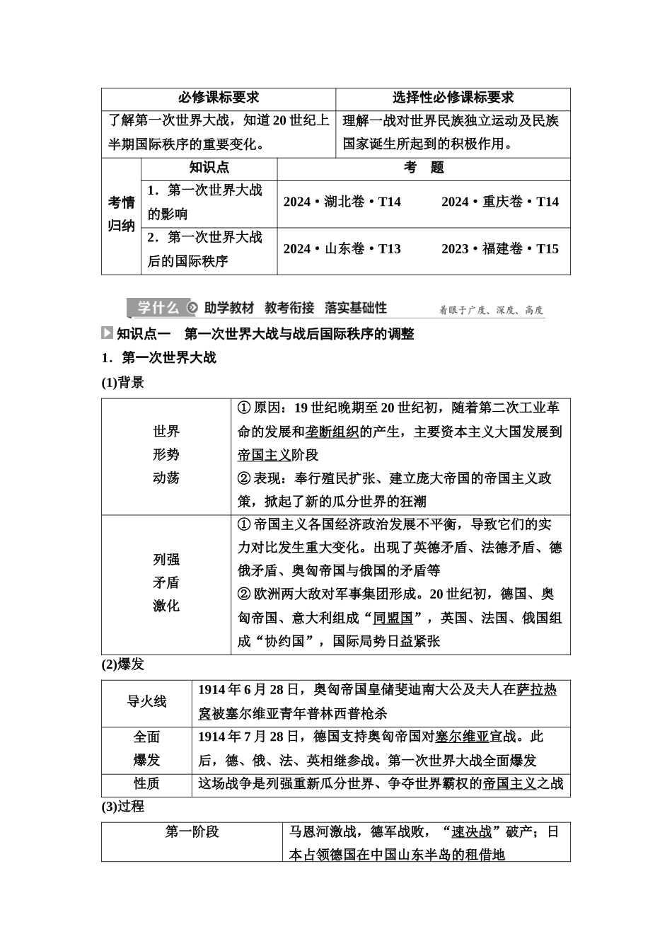 2026版《课堂新坐标》高三历史一轮复习江苏专版46第三编第十一单元第34讲第一次世界大战与战后国际秩序(1).docx_第2页