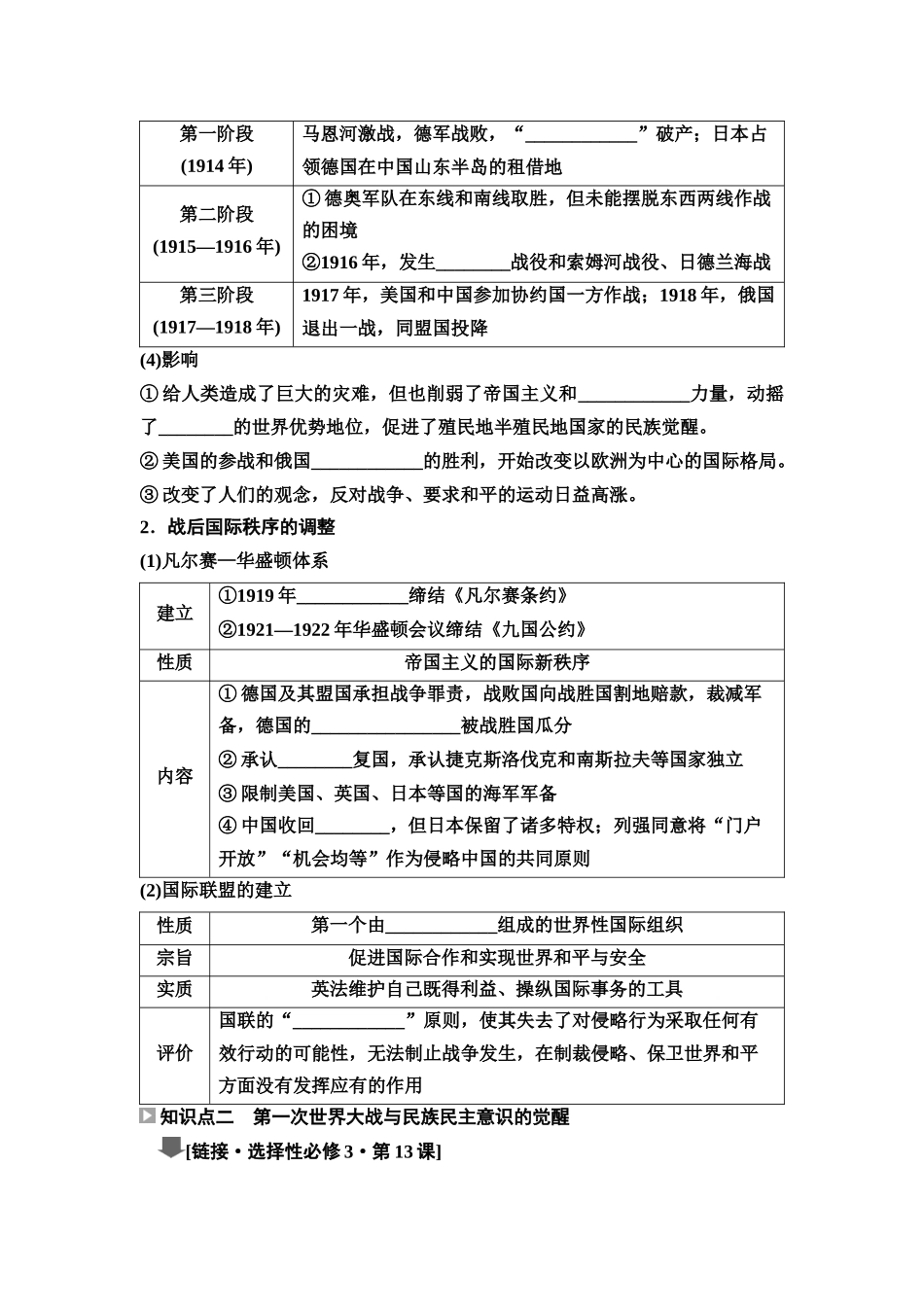 2026版《课堂新坐标》高三历史一轮复习江苏专版46第三编第十一单元第34讲第一次世界大战与战后国际秩序.docx_第3页