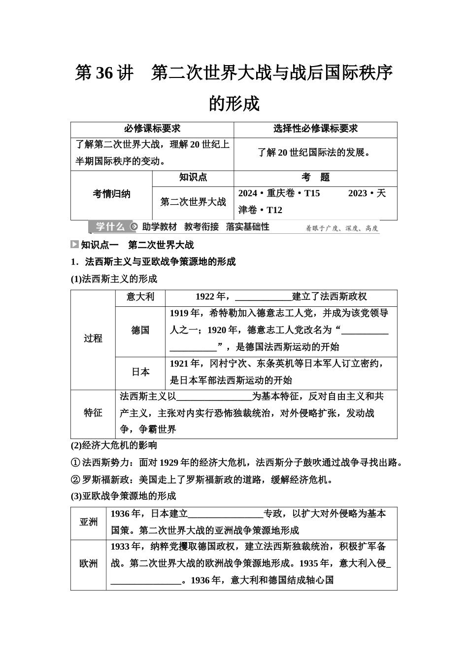 2026版《课堂新坐标》高三历史一轮复习江苏专版48第三编第十一单元第36讲第二次世界大战与战后国际秩序的形成.docx_第1页
